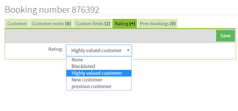 Add a field in the Rating section of your booking record