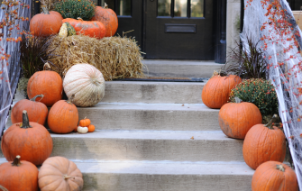 Pumpkins on doorstep